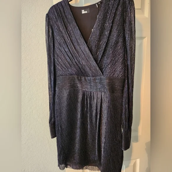 The Kooples Navy Blue Metallic Jersey Dress Size 2 NWT - Picture 12 of 12